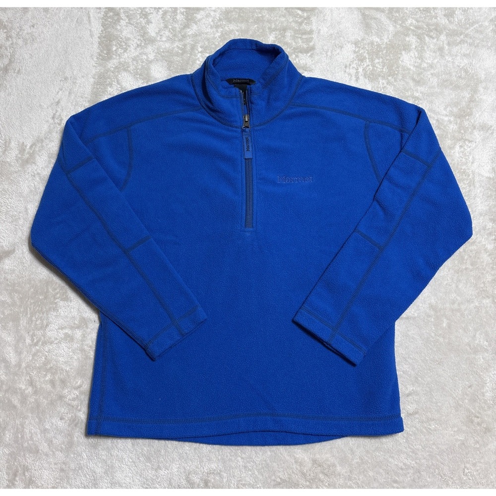 Marmot Kids 1/4 Zip Fleece Pullover Size Medium Blue Long Sleeve Boys Girls Logo